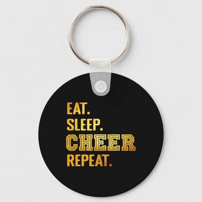 Eat Sleep Cheer Repeat Funny Cheerleader Cheerlead Keychain (Front)