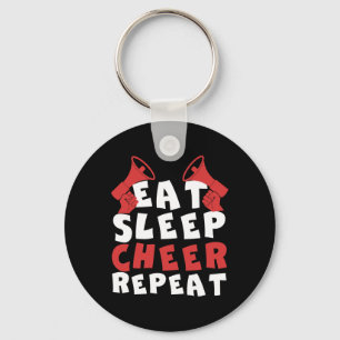 Eat Sleep Cheer Repeat Funny Cheerleading Squad Keychain