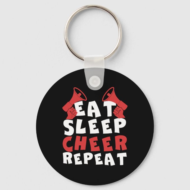 Eat Sleep Cheer Repeat Funny Cheerleading Squad  Keychain (Front)