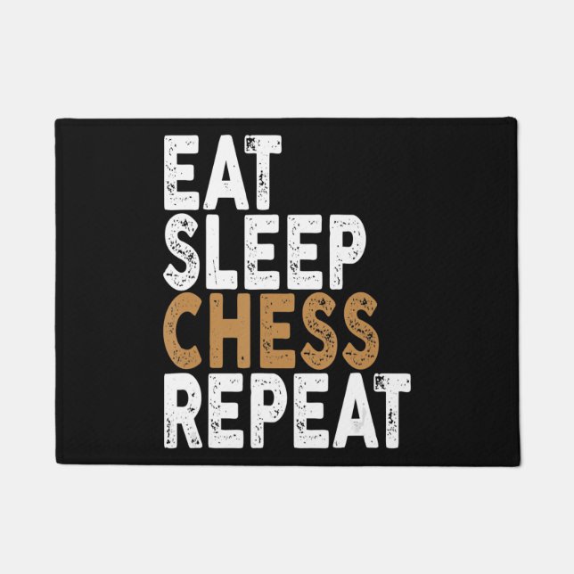 eat sleep chess repeat   chess doormat (Front)