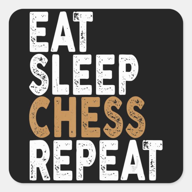 eat sleep chess repeat   chess square sticker (Front)