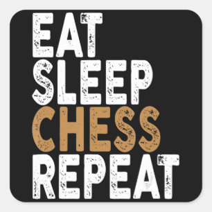 eat sleep chess repeat chess square sticker