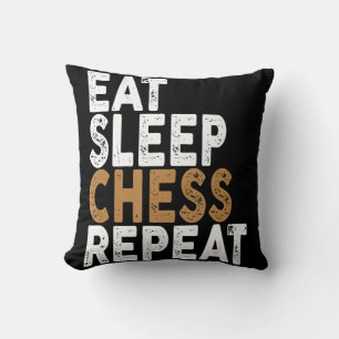 eat sleep chess repeat chess throw pillow