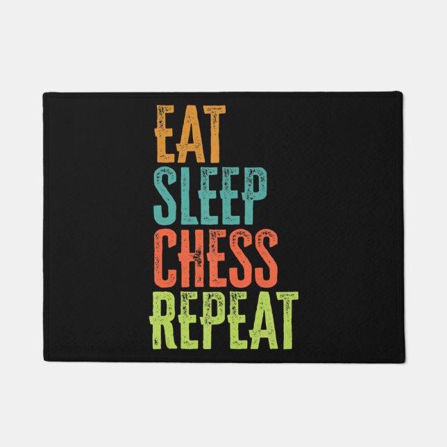 eat sleep chess repeat grand master coach legend doormat (Front)