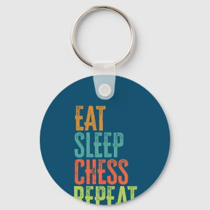 eat sleep chess repeat grand master coach legend keychain