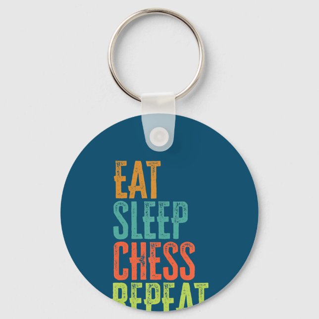 eat sleep chess repeat grand master coach legend keychain (Front)