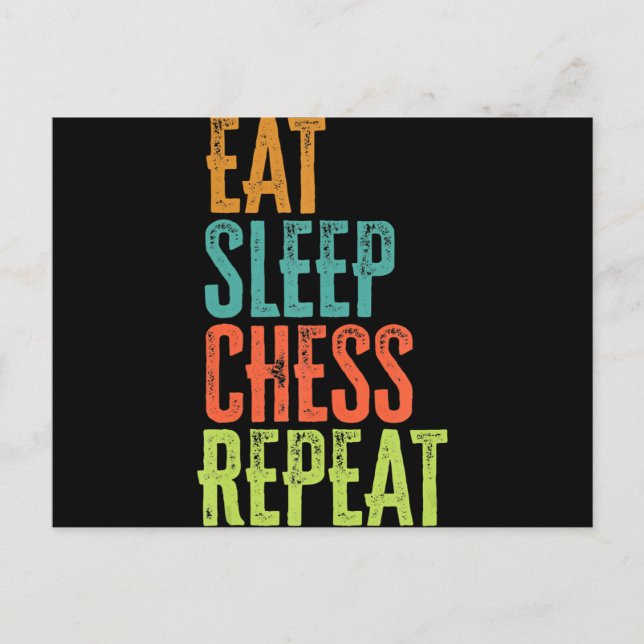 eat sleep chess repeat grand master coach legend postcard (Front)