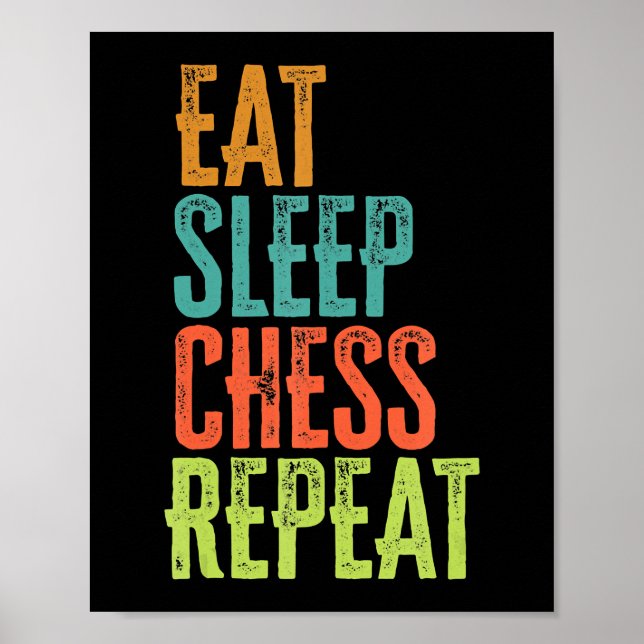 eat sleep chess repeat grand master coach legend poster (Front)