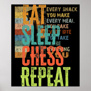 eat sleep chess repeat grand master coach legend poster