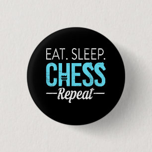 Eat Sleep Chess Repeat Player Board Kids Boy Game 1 Inch Round Button