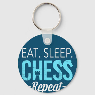 Eat Sleep Chess Repeat Player Board Kids Boy Game Keychain