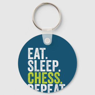 Eat Sleep Chess Repeat Player Board Kids Boy Game Keychain