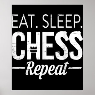 Eat Sleep Chess Repeat Player Board Kids Boy Game Poster