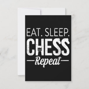 Eat Sleep Chess Repeat Player Board Kids Boy Game RSVP Card