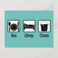 Eat Sleep Clean Cute Maid Service Teal Cleaning