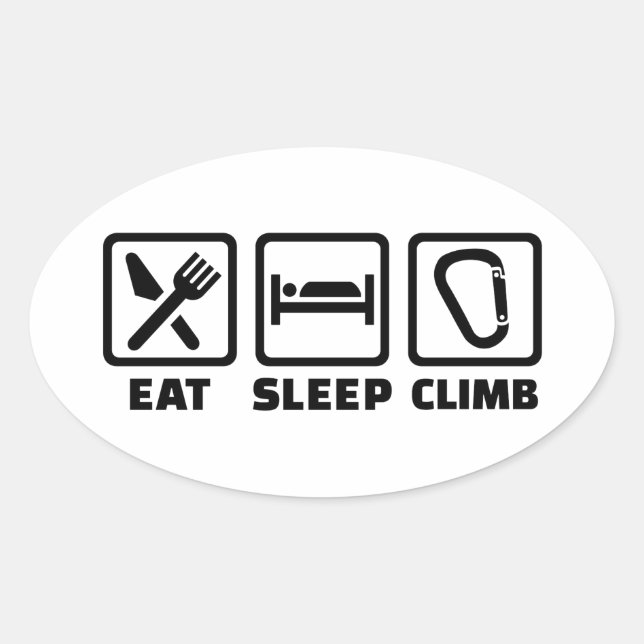 Eat sleep climb oval sticker (Front)