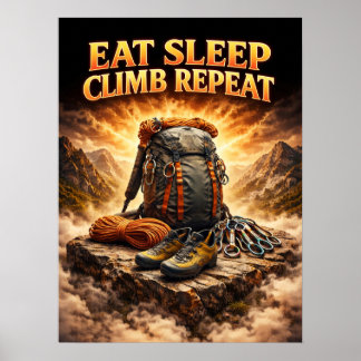 Eat Sleep Climb Repeat Art Poster