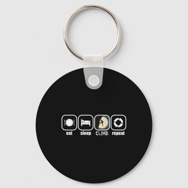 Eat, Sleep, Climb, Repeat - Funny Climbing, Boulde Keychain (Front)