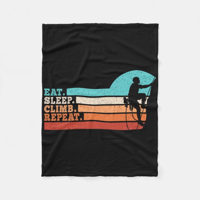 Eat Sleep Climb Repeat Funny Climbing Climber Men  Fleece Blanket (Front)
