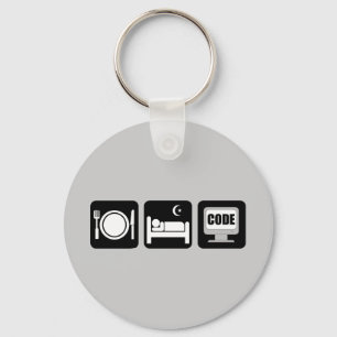 eat sleep code keychain