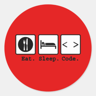eat sleep code Nerd Wear Classic Round Sticker