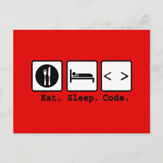 eat sleep code Nerd Wear Postcard