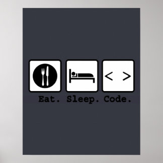 eat sleep code Nerd Wear Poster