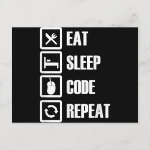 Eat Sleep Code Repeat Coding Programming Engineer Invitation Postcard