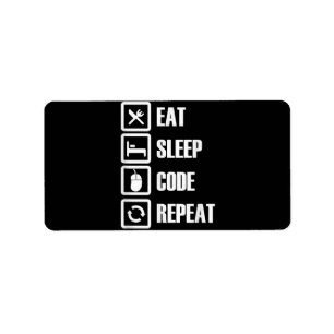 Eat Sleep Code Repeat Coding Programming Engineer Label