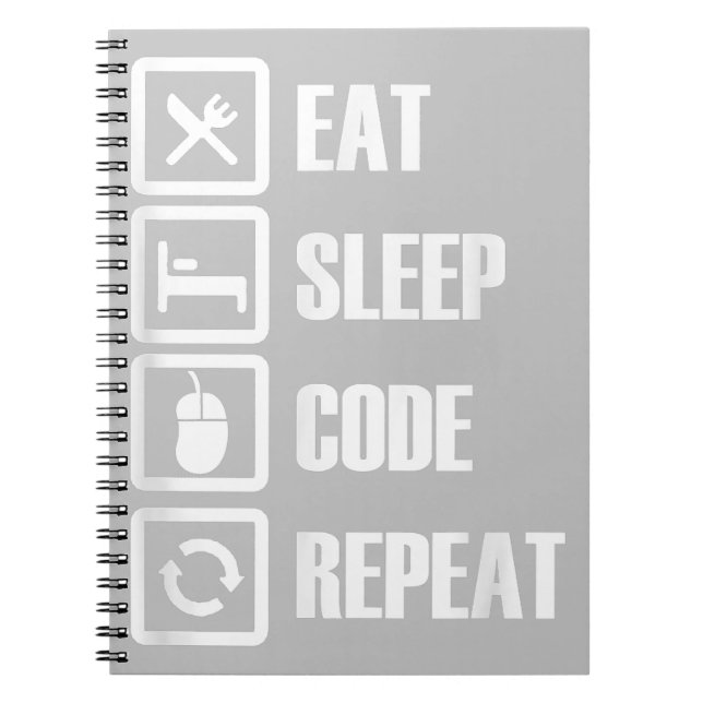 Eat Sleep Code Repeat Coding Programming Engineer Notebook (Front)