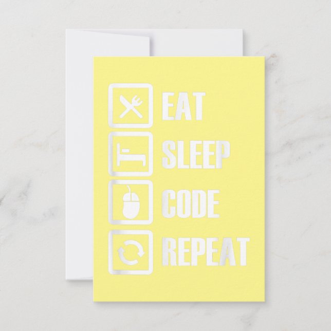 Eat Sleep Code Repeat Coding Programming Engineer Thank You Card (Front)