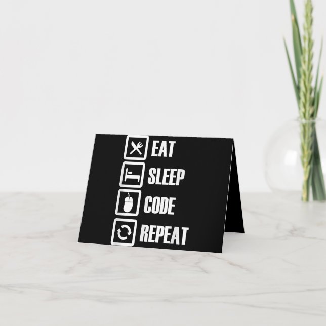 Eat Sleep Code Repeat Coding Programming Engineer Thank You Card (Front)