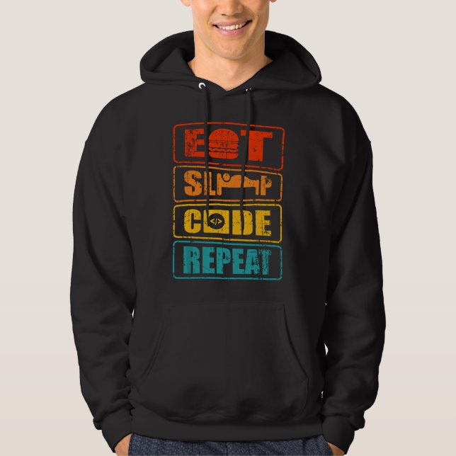 eat sleep code repeat computer science programmer hoodie (Front)