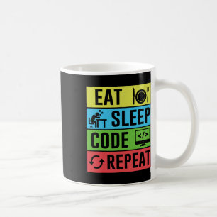 Eat Sleep Code Repeat Funny Programming Back To Sc Coffee Mug