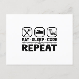 Eat Sleep Code Repeat Medical Coder Coding Gift Postcard