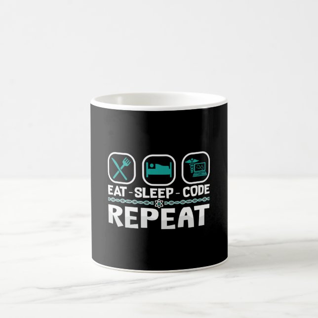 Eat Sleep Code Repeat Medical Coder ICD Coding Coffee Mug (Center)