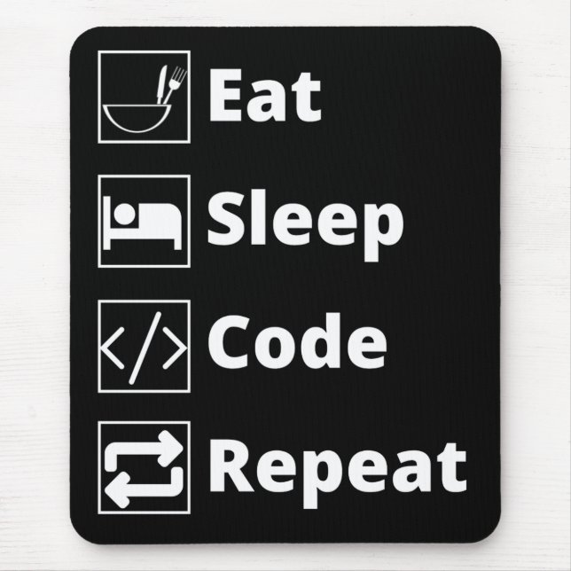 Eat Sleep Code Repeat Mouse Mat (Front)