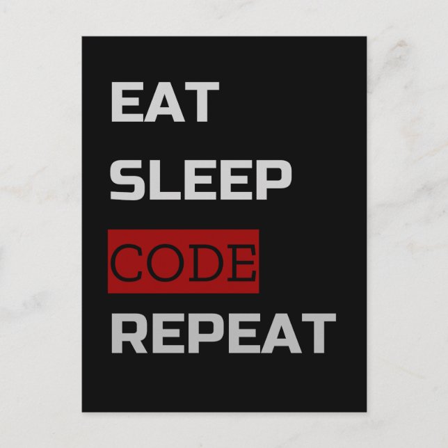 Eat Sleep CODE Repeat Postcard (Front)
