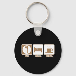 eat sleep coffee keychain