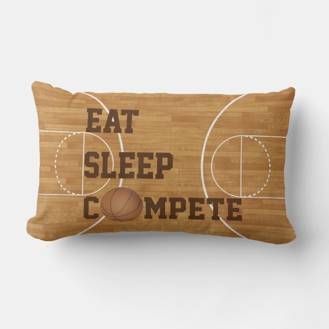 Eat Sleep Compete Basketball Court Pillow (Front)
