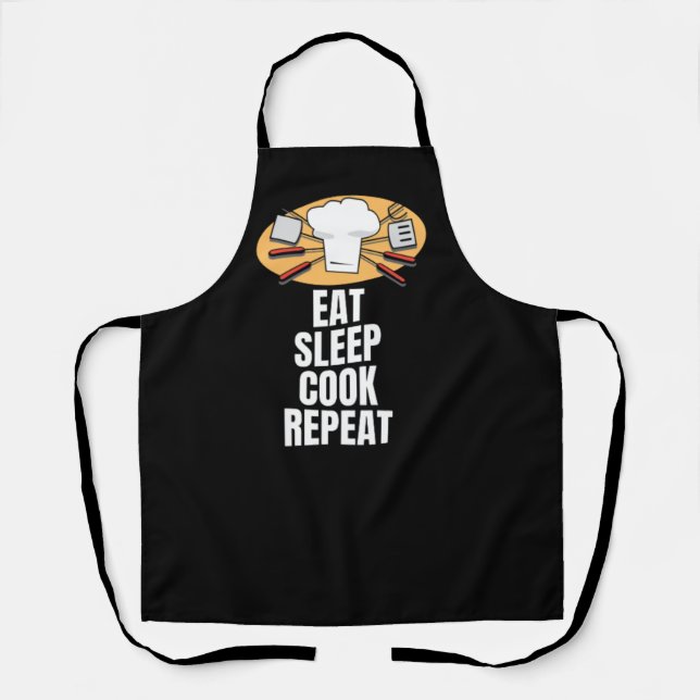Eat sleep cook repeat apron (Front)
