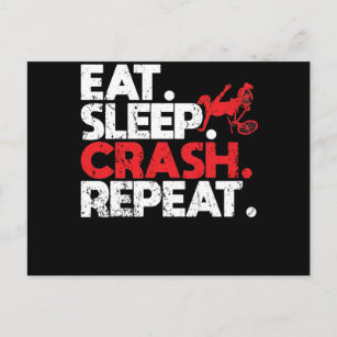 Eat Sleep Crash Repeat Bicycle Crash Cycling Postcard