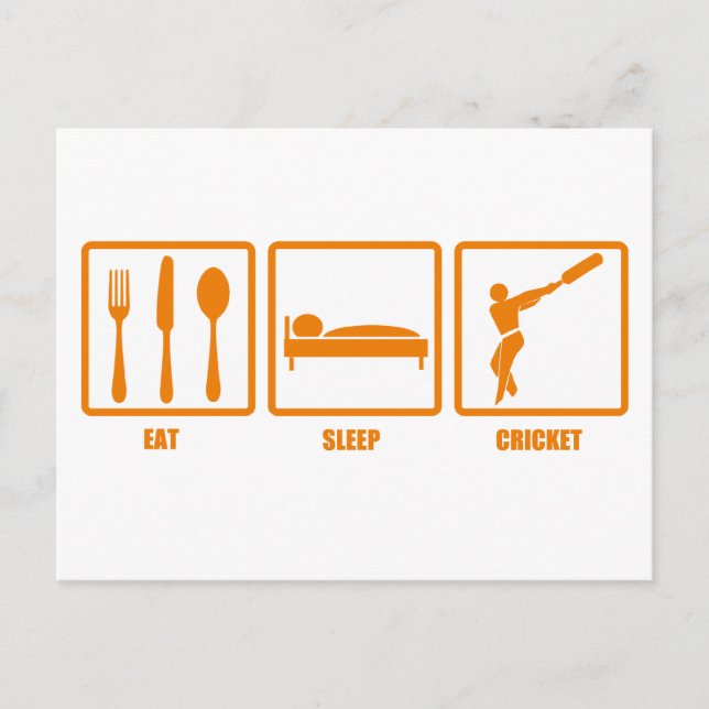Eat Sleep Cricket Postcard (Front)