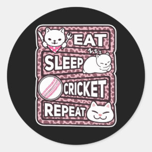 Eat Sleep Cricket Repeat Boys Girl Kids Cricket Lo Classic Round Sticker