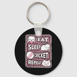 Eat Sleep Cricket Repeat Boys Girl Kids Cricket Lo Keychain