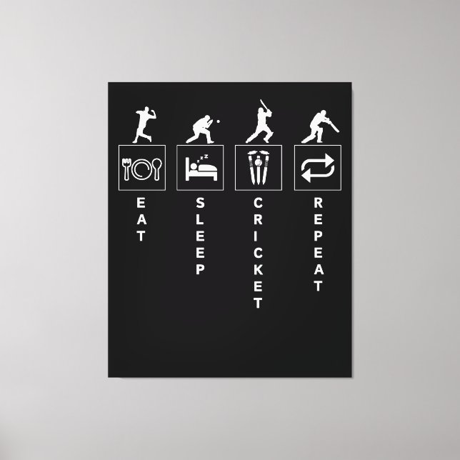Eat Sleep Cricket Repeat Canvas Print (Front)