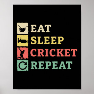 Eat Sleep Cricket Repeat Cricket Lover Poster