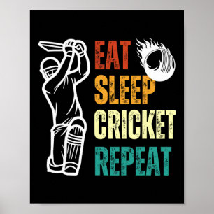 Eat Sleep Cricket Repeat Cricket Player Youth Men Poster
