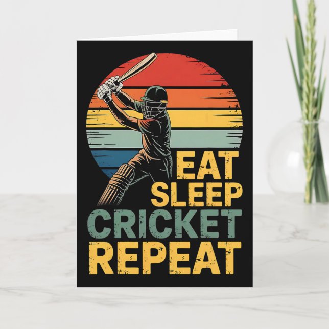 Eat Sleep Cricket Repeat Cricket Quote  Card (Front)