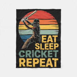 Eat Sleep Cricket Repeat Cricket Quote Fleece Blanket